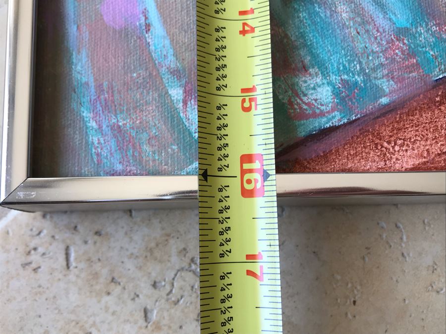 Original Jean Klafs Abstract Expressionist Framed Painting On Canvas Titled 'Three's A Crowd' 20 X 16 [Photo 9]