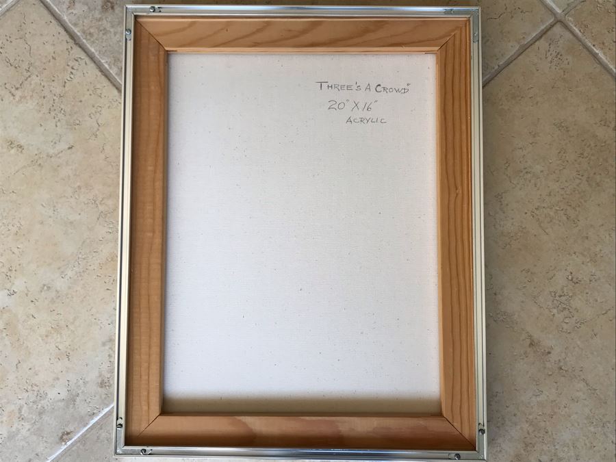 Original Jean Klafs Abstract Expressionist Framed Painting On Canvas Titled 'Three's A Crowd' 20 X 16 [Photo 11]