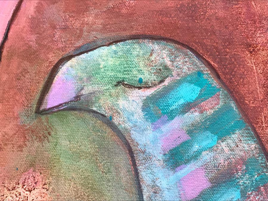 Original Jean Klafs Abstract Expressionist Framed Painting On Canvas Titled 'Three's A Crowd' 20 X 16 [Photo 6]