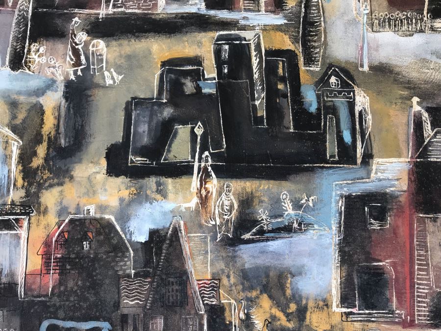 Original Jean Klafs Painting On Paper Titled 'Trees Shoud Grow From Trunk' Moore's Design 1954 20 X 20 [Photo 8]