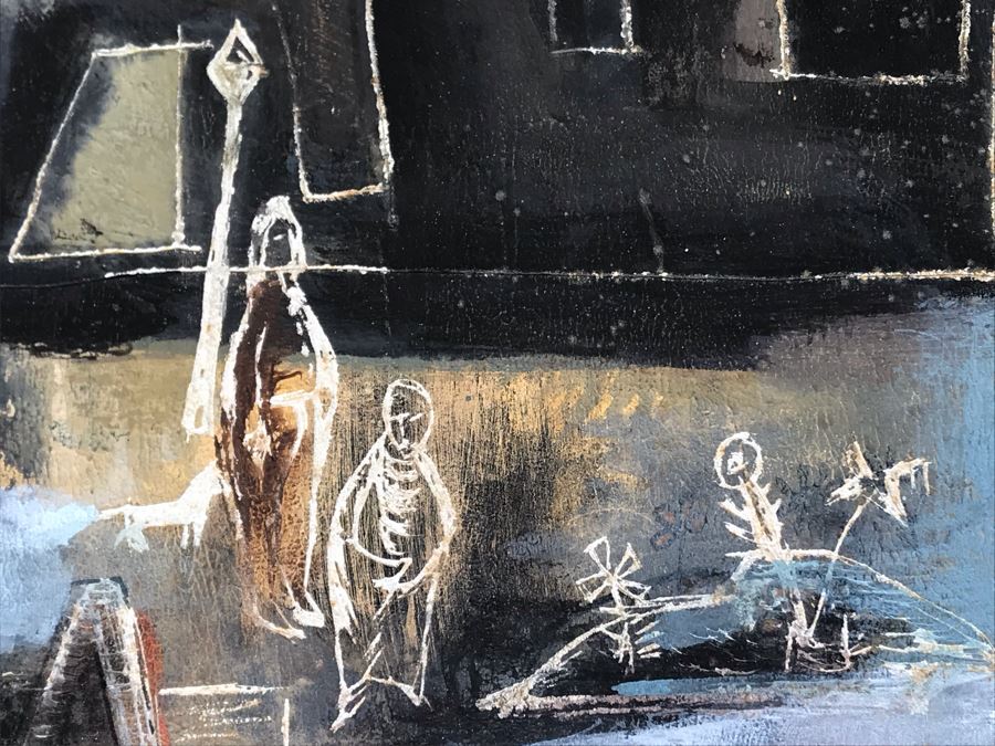 Original Jean Klafs Painting On Paper Titled 'Trees Shoud Grow From Trunk' Moore's Design 1954 20 X 20 [Photo 15]