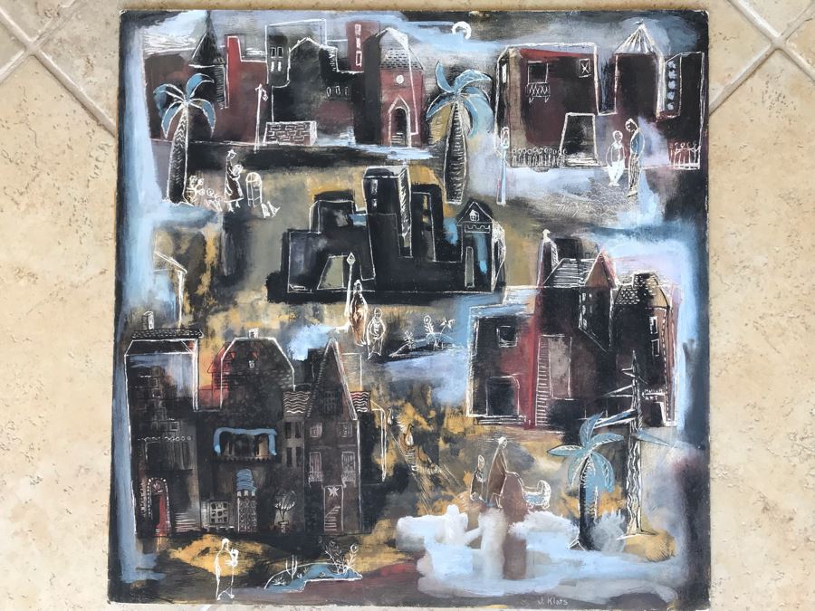 Original Jean Klafs Painting On Paper Titled 'Trees Shoud Grow From Trunk' Moore's Design 1954 20 X 20 [Photo 2]