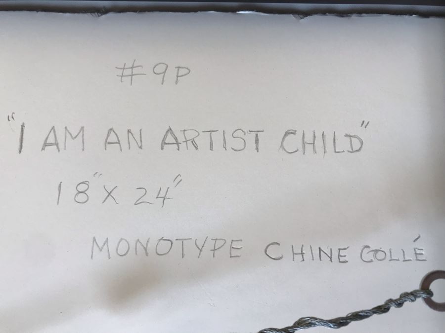 Jean Klafs Monotype Framed Print Titled 'I Am An Artist Child' 1 Of 1 - 18 X 24 [Photo 12]