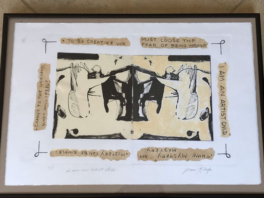 Jean Klafs Monotype Framed Print Titled 'I Am An Artist Child' 1 Of 1 - 18 X 24 [Photo 2]