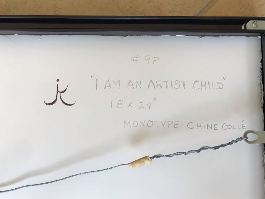 Jean Klafs Monotype Framed Print Titled 'I Am An Artist Child' 1 Of 1 - 18 X 24 [Photo 11]