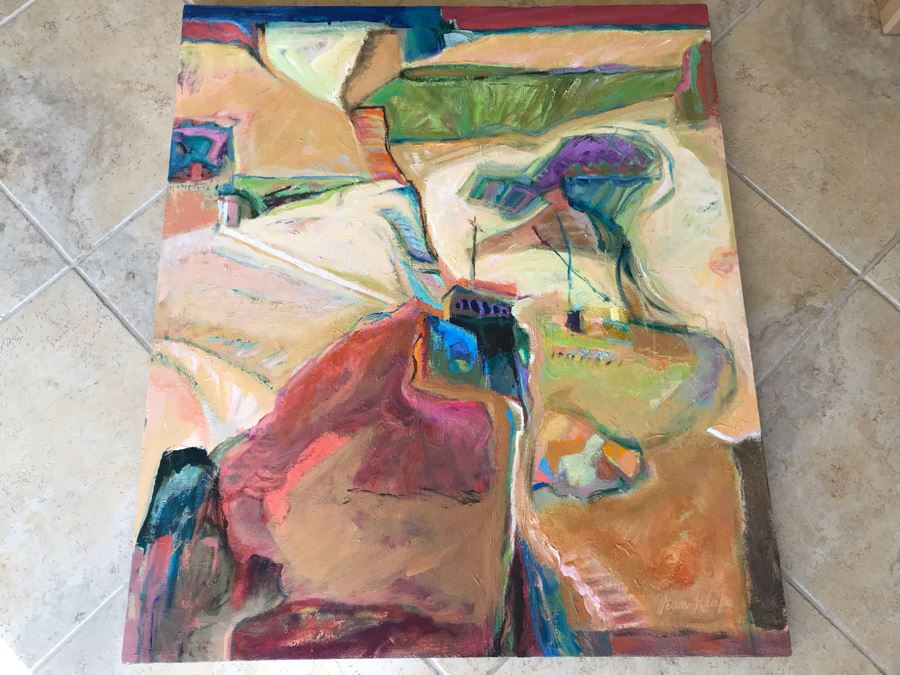 Original Jean Klafs Abstract Expressionist Painting On Canvas Titled 'Yangtze Experience IV' 42 X 36 [Photo 2]