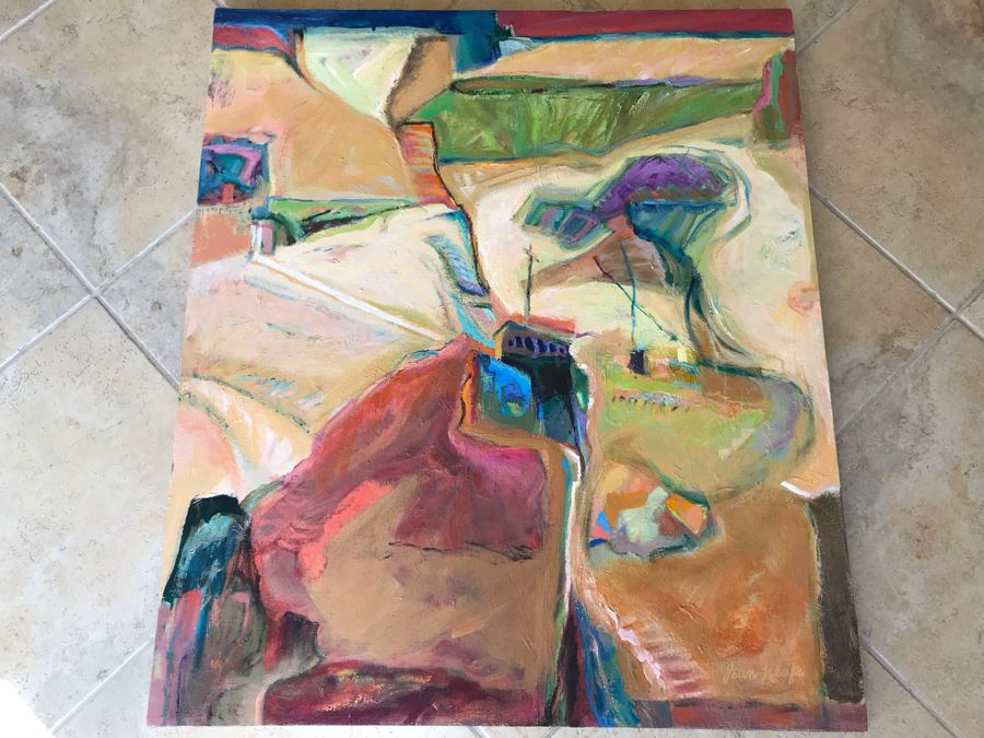 Original Jean Klafs Abstract Expressionist Painting On Canvas Titled 'Yangtze Experience IV' 42 X 36 [Photo 3]