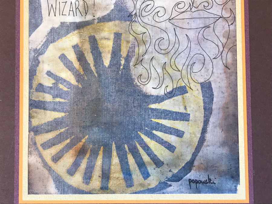 Original Stella Popowski Mid-Century Painting On Paper Titled 'Don't Fuck With The Wizard!' 6.5 X 9.5 [Photo 3]