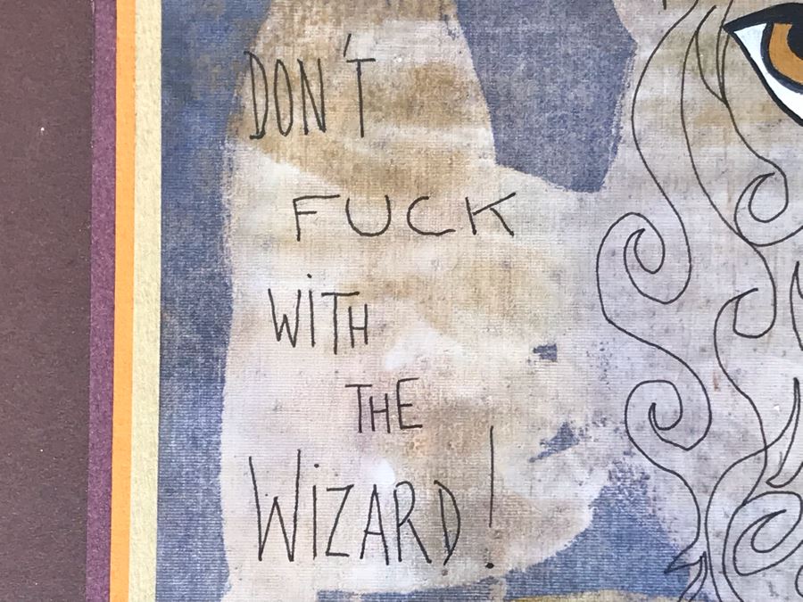 Original Stella Popowski Mid-Century Painting On Paper Titled 'Don't Fuck With The Wizard!' 6.5 X 9.5 [Photo 6]