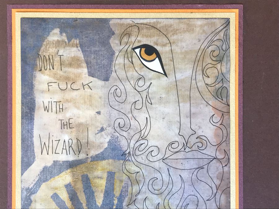 Original Stella Popowski Mid-Century Painting On Paper Titled 'Don't Fuck With The Wizard!' 6.5 X 9.5 [Photo 2]