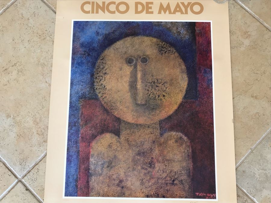 Hand Signed Rufino Tamayo Poster Titled 'Cinco De Mayo' 25th Anniversary Of Mexican Masters B. Lewin Galleries 1958-1983 23 X 35 [Photo 6]