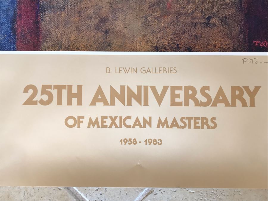 Hand Signed Rufino Tamayo Poster Titled 'Cinco De Mayo' 25th Anniversary Of Mexican Masters B. Lewin Galleries 1958-1983 23 X 35 [Photo 5]