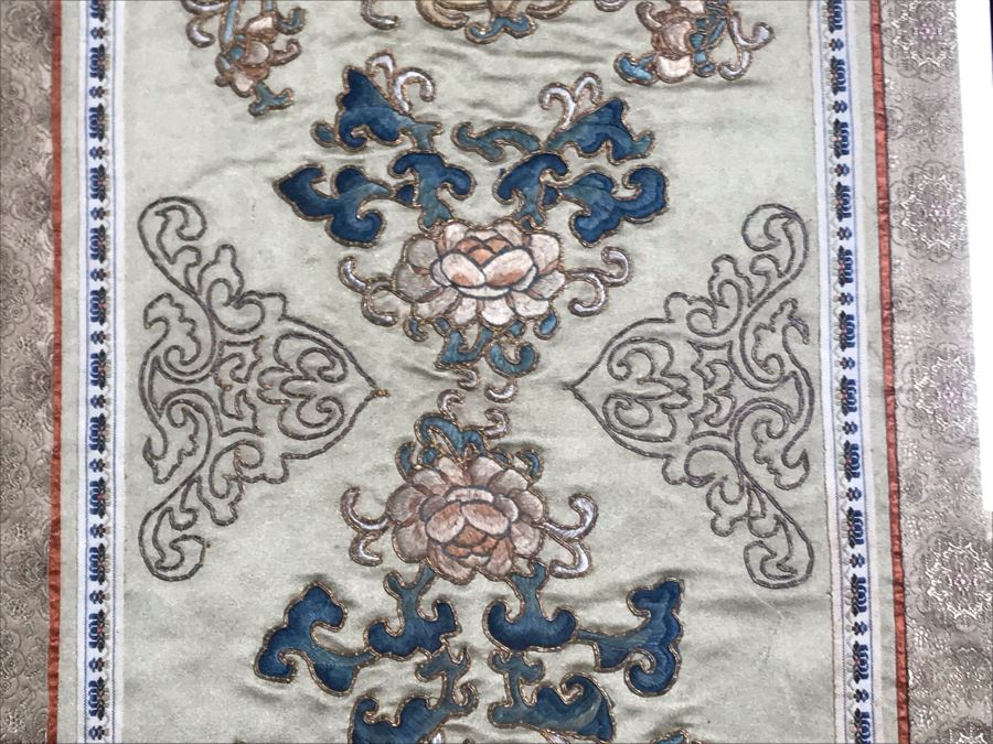 Framed Chinese Silk Embroidery With Overhead Lighting 15 X 27 [Photo 7]