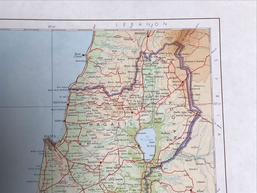 Vintage 1970 Map Of Israel Cease-Fire Lines Printed By The Survey Of Israel [Photo 5]