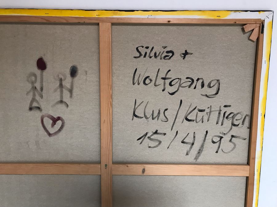 Original Abstract Painting Signed On Back Silvia + Wolfgang Klus / Kuttigen 47 X 47 [Photo 8]