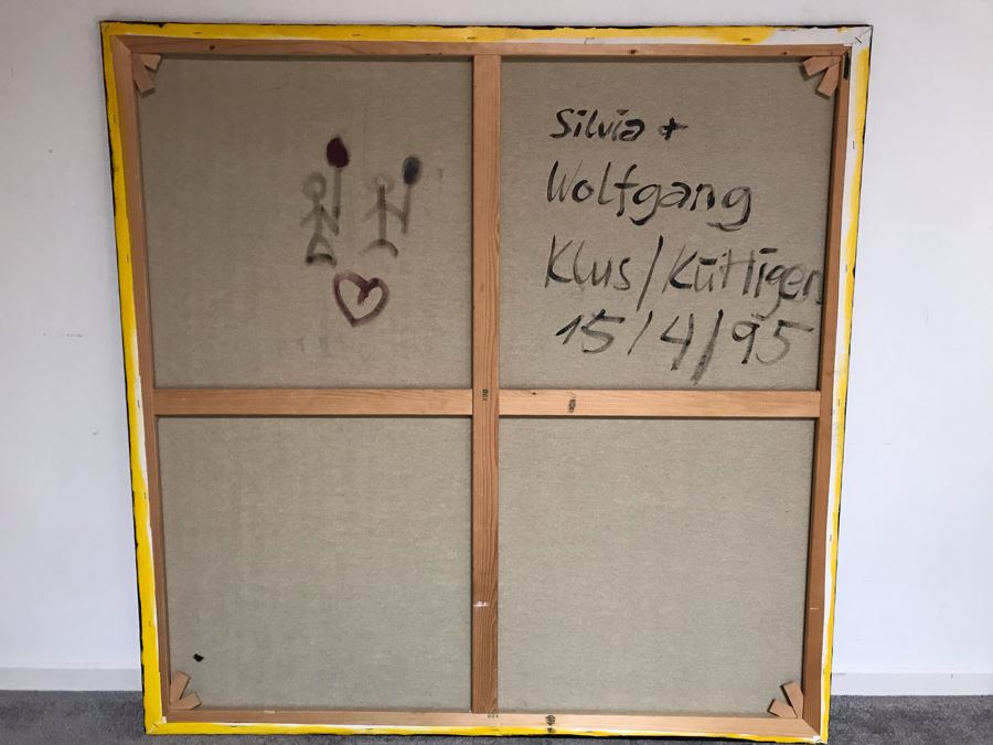 Original Abstract Painting Signed On Back Silvia + Wolfgang Klus / Kuttigen 47 X 47 [Photo 7]