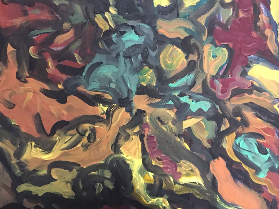 Original Abstract Painting Signed On Back Silvia + Wolfgang Klus / Kuttigen 47 X 47 [Photo 5]