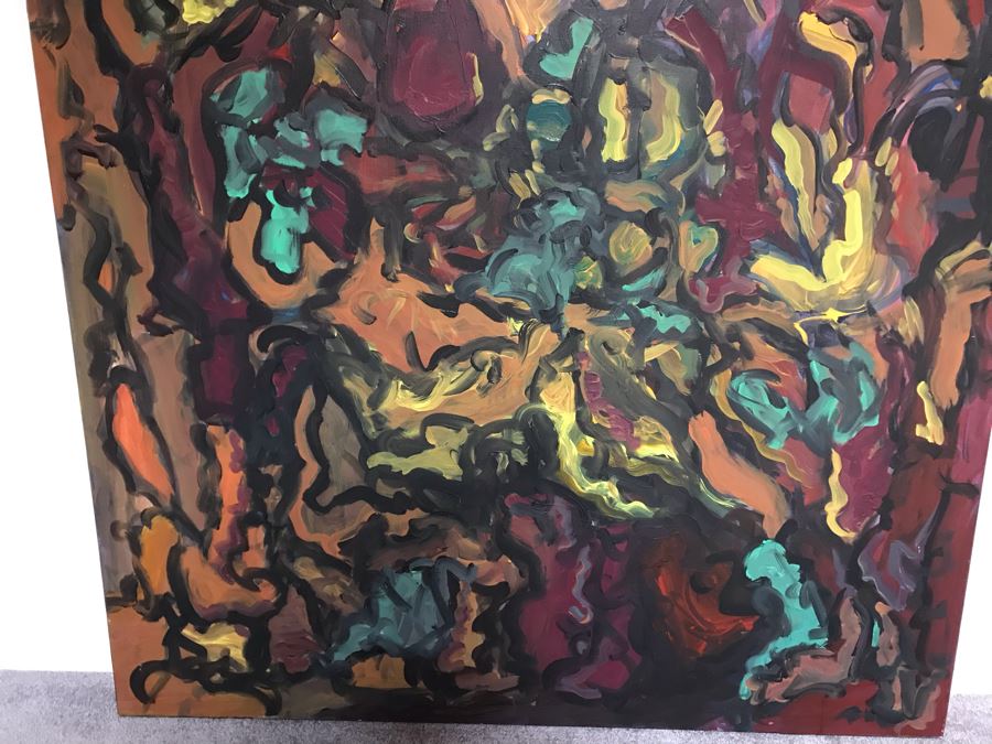 Original Abstract Painting Signed On Back Silvia + Wolfgang Klus / Kuttigen 47 X 47 [Photo 4]