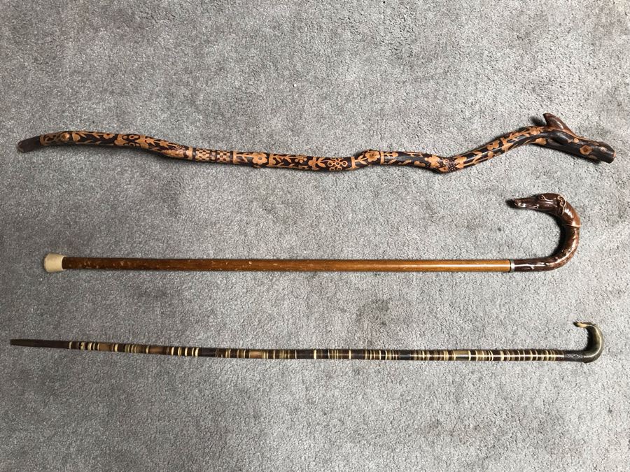Set Of Three Vintage Canes Walking Sticks 36L [Photo 3]