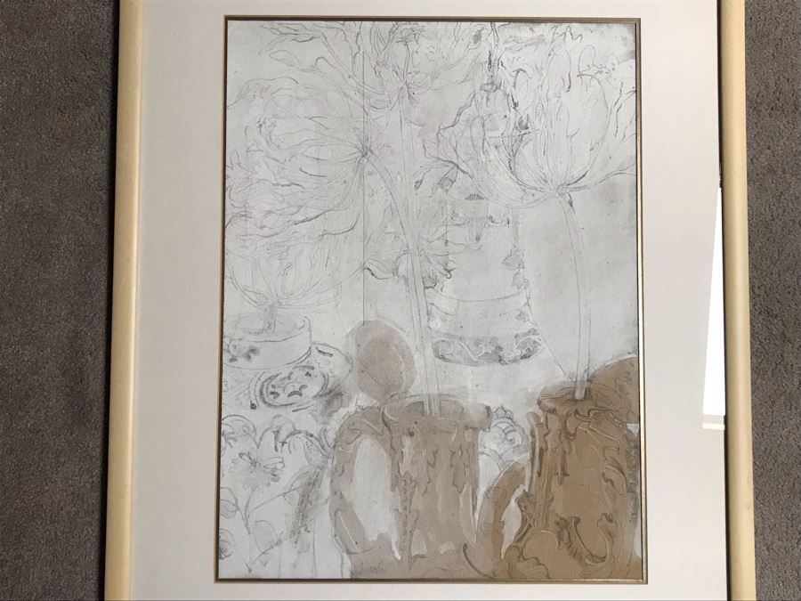 John Lincoln (1933-2009) Original Framed Painting On Paper (Attended Chouinard Art Institute In LA) 17 X 23