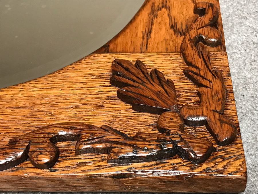 Antique Oak Beveled Glass Wall Mirror 27.5 X 17.5 [Photo 3]