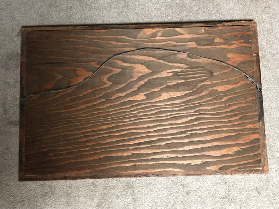 Antique Oak Beveled Glass Wall Mirror 27.5 X 17.5 [Photo 5]