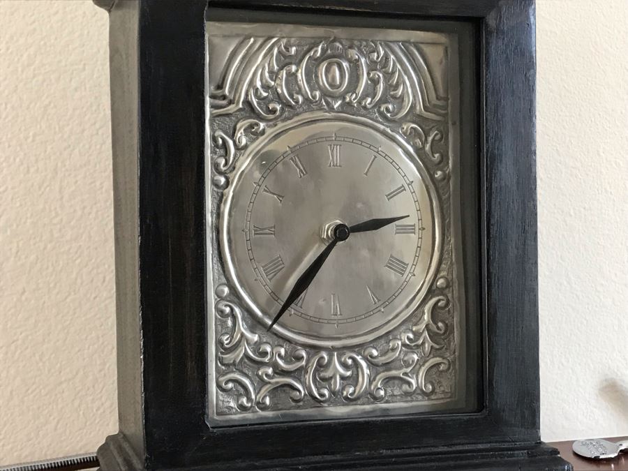 Wood And Metal Quartz Mantle Clock 8W X 15H [Photo 3]