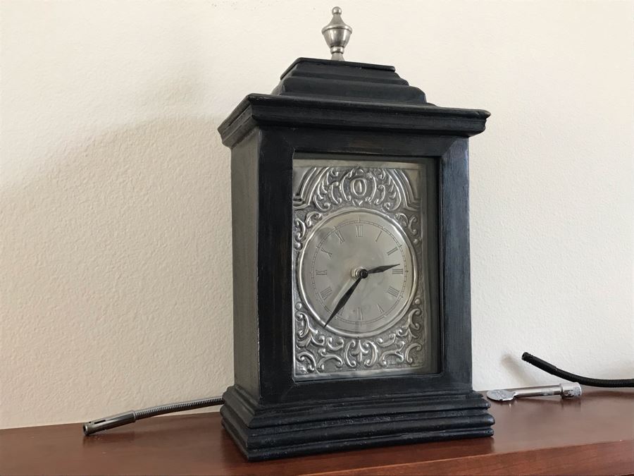 Wood And Metal Quartz Mantle Clock 8W X 15H [Photo 1]