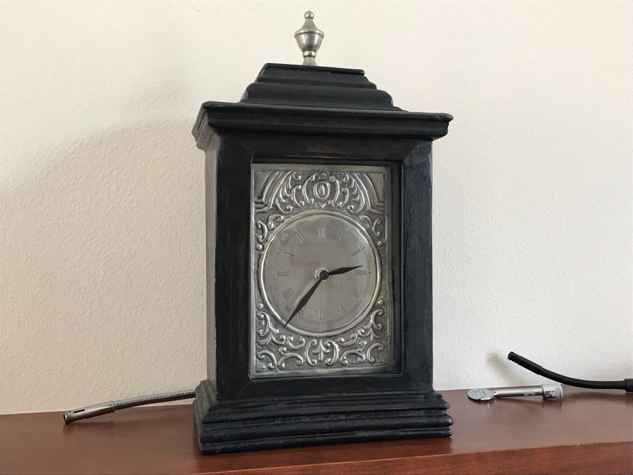 Wood And Metal Quartz Mantle Clock 8W X 15H [Photo 2]