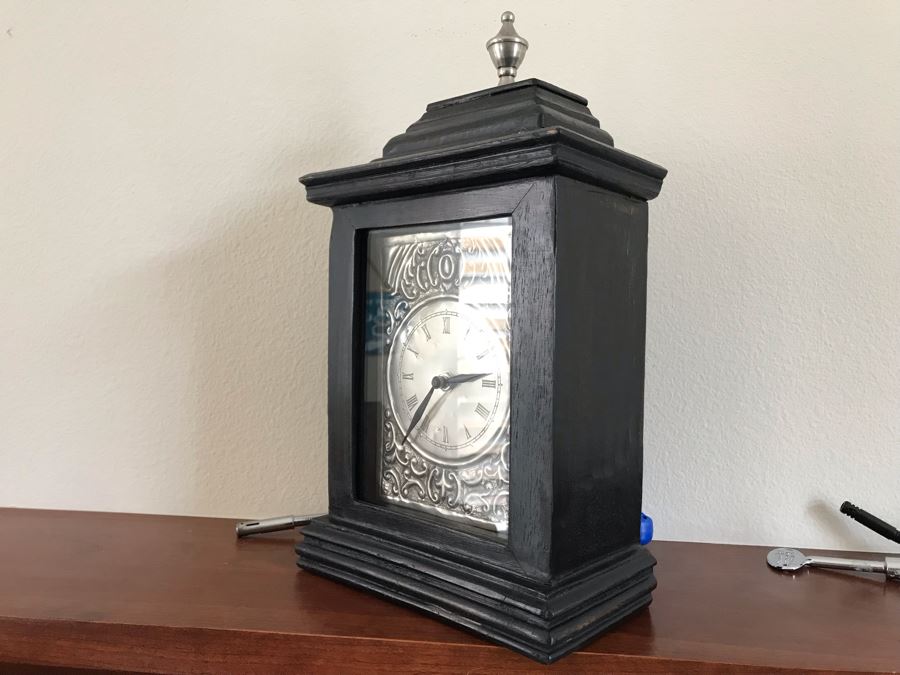 Wood And Metal Quartz Mantle Clock 8W X 15H [Photo 4]