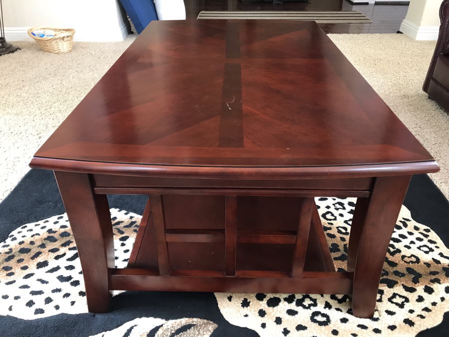 Wooden 2-Tier Coffee Table With Drawer 50W X 29.5D X 18H [Photo 3]