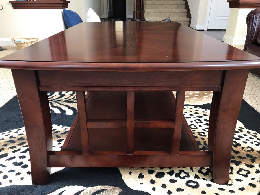 Wooden 2-Tier Coffee Table With Drawer 50W X 29.5D X 18H [Photo 4]