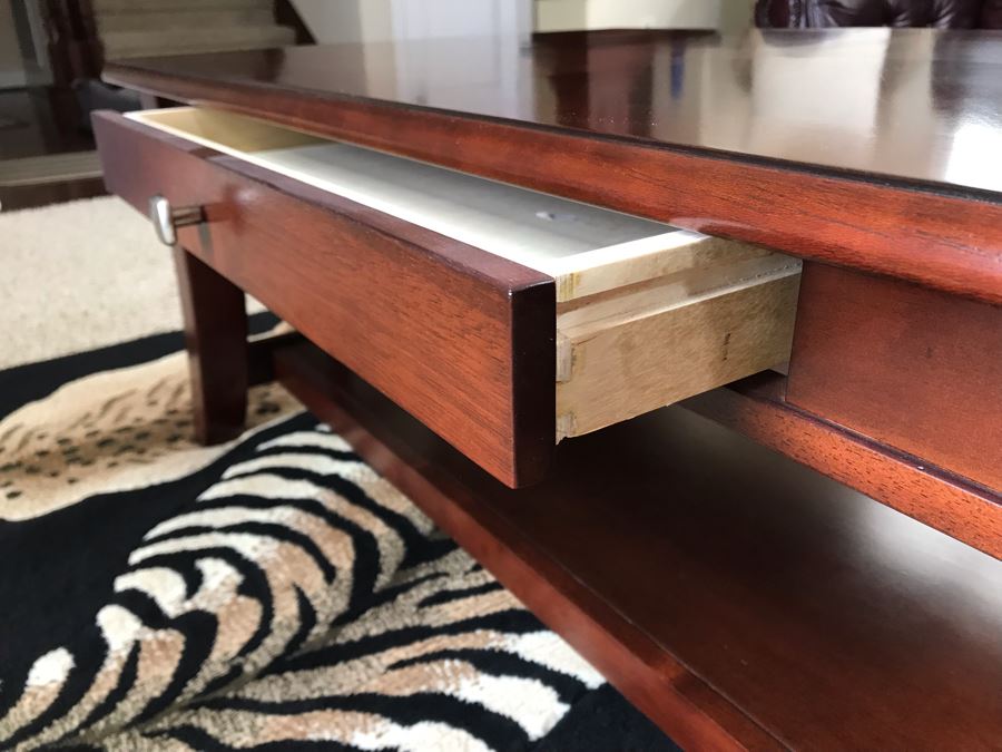 Wooden 2-Tier Coffee Table With Drawer 50W X 29.5D X 18H [Photo 6]