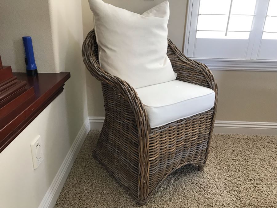 Wicker Armchair With White Cushions [Photo 2]