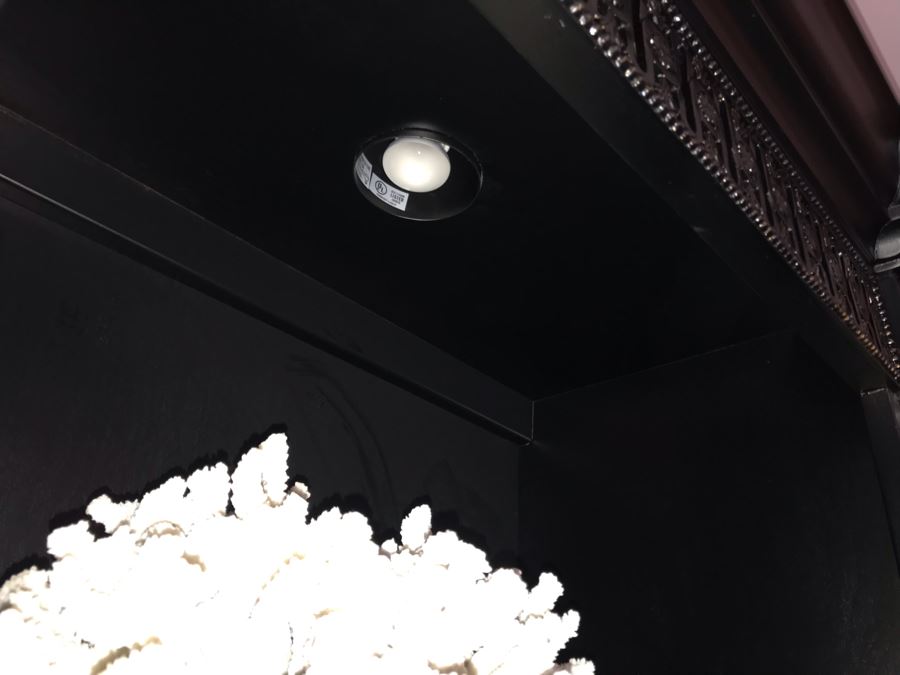 Pair Of Stunning Premium Black Carved Wooden Bookcase Bookshelves With Two Drawers And Overhead Lighting Each Measures 54W X 15D X 82.5H [Photo 15]