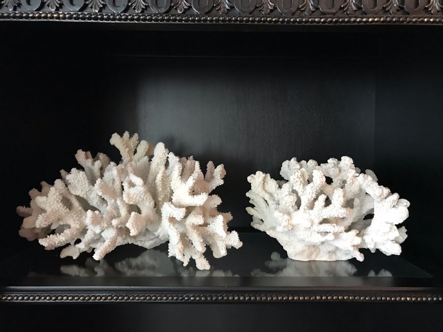 Pair Of Faux Coral Sculptures