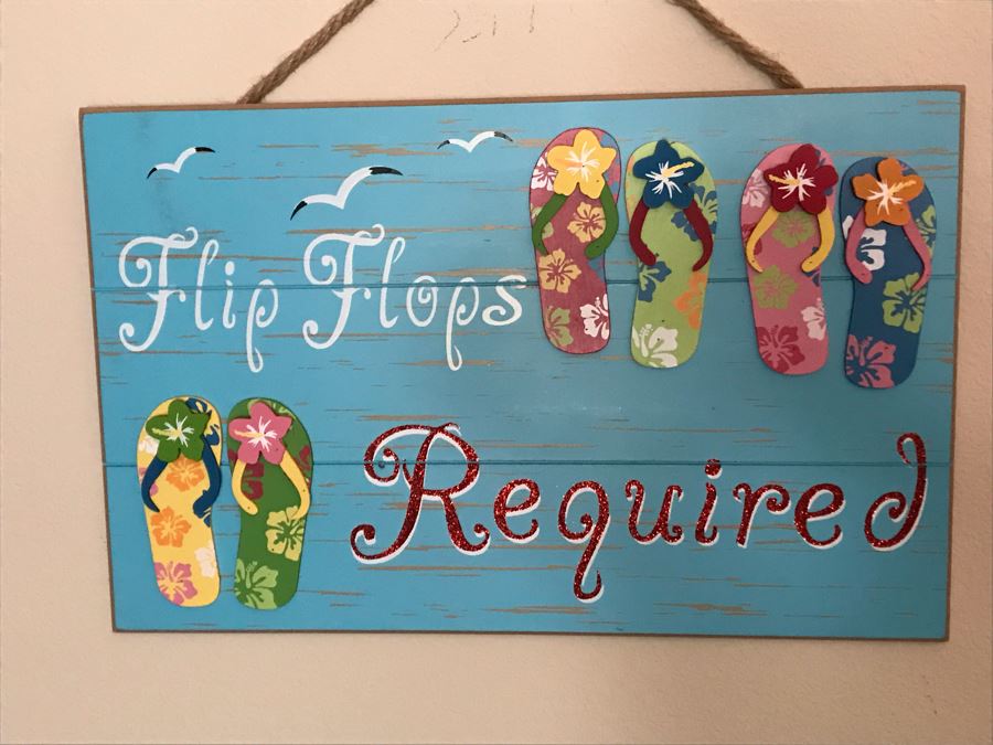 Wall Decor Sign: Flip Flops Required 18.5W [Photo 2]