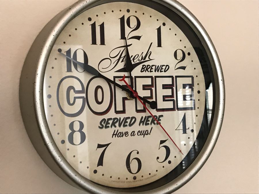 Sterling & Noble Clock Company: Fresh Brewed Coffee Served Here Have A Cup! 10W