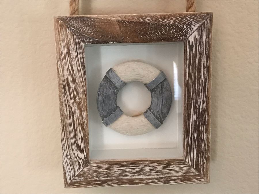 Wall Decor: Shell, Seahorse, Life Preserver Ring Shadowbox Framed 5W X 24H [Photo 4]