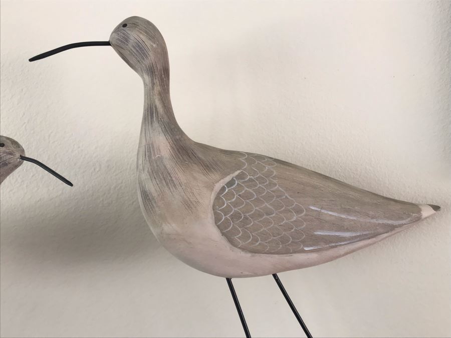 Pair Of Wooden Bird Sculptures 19H And 21H [Photo 3]