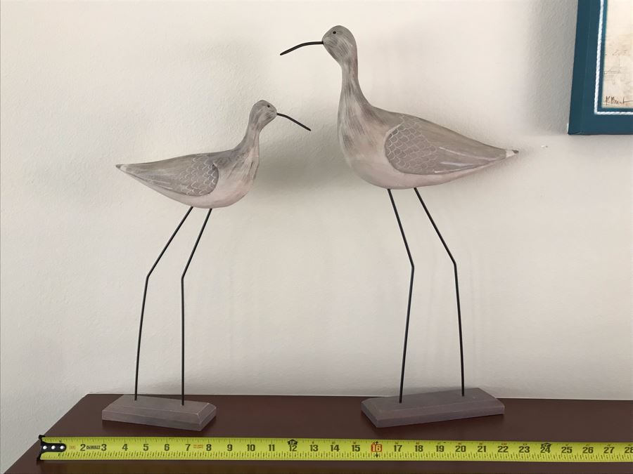 Pair Of Wooden Bird Sculptures 19H And 21H [Photo 2]