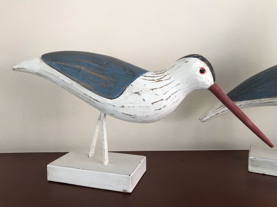 Pair Of Wooden Bird Sculptures Decor 14W X 3D X 12H [Photo 3]