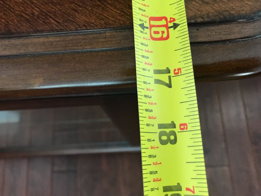 Wooden Inlay Top Curio Cabinet With Overhead Lighting And Glass Shelves 35W X 17D X 42H [Photo 13]