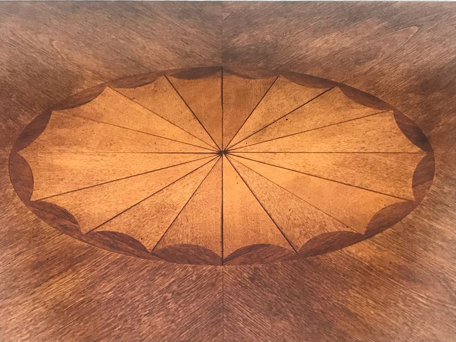 Wooden Inlay Top Curio Cabinet With Overhead Lighting And Glass Shelves 35W X 17D X 42H [Photo 5]