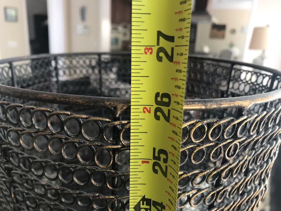 Monumental Candle Holder With Turned Wooden Base And Metal Chimney 13W X 26H [Photo 8]