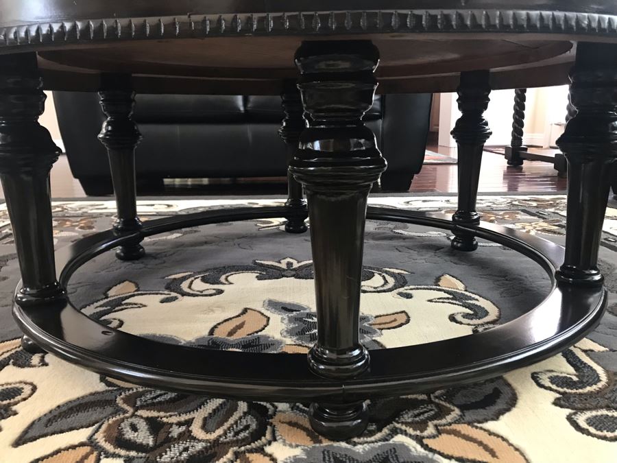 Round Black Lacquer Wooden Coffee Table 48R X 18.5H [Photo 6]