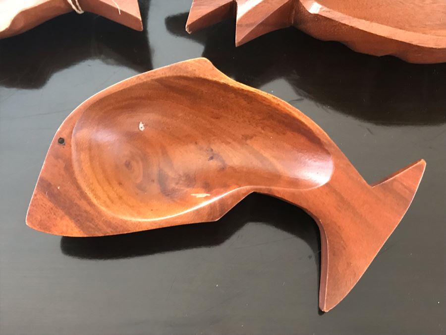Pair Of Wooden Fish And Pineapple Bowls By TropEco Hawaii  [Photo 2]