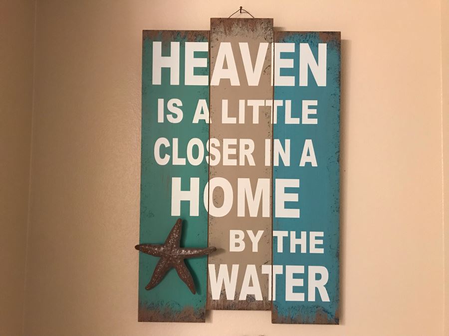 Wall Decor Sign: Heaven Is A Little Closer In A Home By The Water 15W X 24H