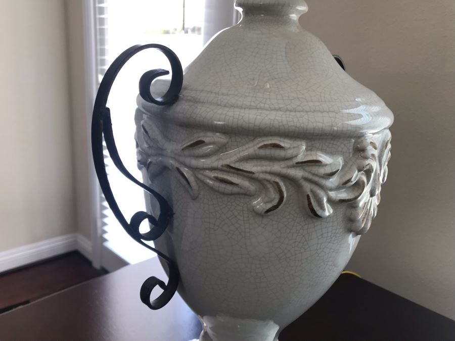 White Glazed Cermaic Table Lamp By Pacific Coast Lighting 32H [Photo 4]