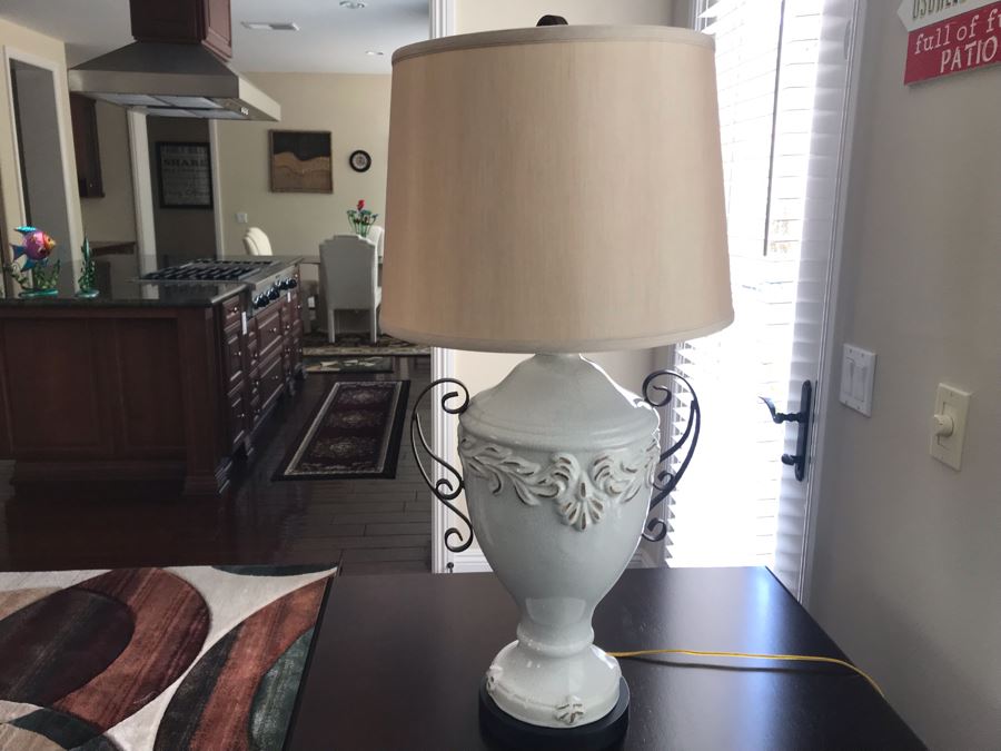 White Glazed Cermaic Table Lamp By Pacific Coast Lighting 32H [Photo 2]